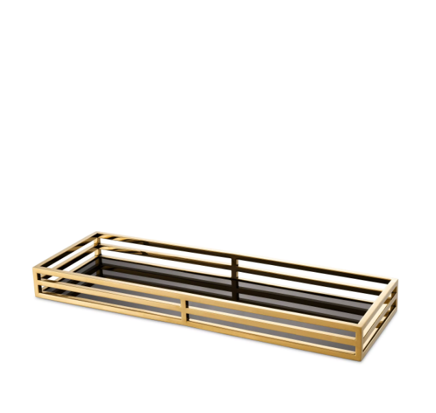 Tray Ersa Rectangular gold finish 60x20x5,5 cm | Gold Tepsi - Jardenyer