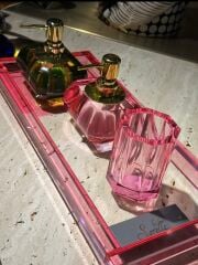 Tray Dua Pink h:4 cm  45x20 cm | Dekoratif Kristal Tepsi