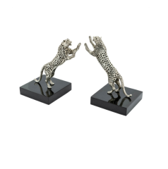 Bookend Leopard set 2 pcs h:21 cm 39x13 cm - Nikel Leopar Kitap Tutucu