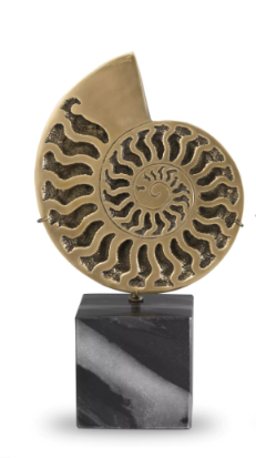 Object Ammonite Vintage Brass Finish - Pirinç Mermer Dekoratif Obje