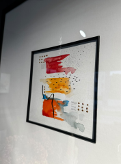 Siyah çerçeve beyaz paspartu renkli 60x60 cm | Tablo | Duvar Aksesuarı