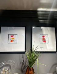 Siyah çerçeve beyaz paspartu renkli 60x60 cm | Tablo | Duvar Aksesuarı