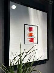 Siyah çerçeve beyaz paspartu renkli 60x60 cm | Tablo | Duvar Aksesuarı
