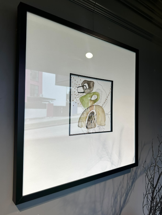 Siyah çerçeve beyaz paspartu avokado 60x60 cm | Tablo | Duvar Aksesuarı