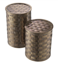 Box Lausanne vintage brass finish set of 2 - Pirinç Dekoratif Kutu 2'li Set