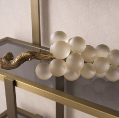 Object French Grapes white vintage brass finish 20x50 cm | Beyaz Kristal Üzüm Dekoratif Obje