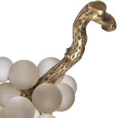 Object French Grapes white vintage brass finish 20x50 cm | Beyaz Kristal Üzüm Dekoratif Obje
