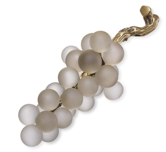 Object French Grapes white vintage brass finish 20x50 cm | Beyaz Kristal Üzüm Dekoratif Obje