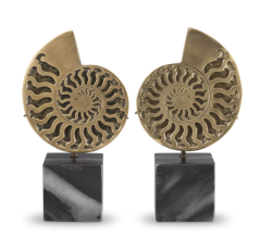 Object Ammonite Vintage Brass Finish Set of 2 (113731) - Pirinç Mermer 2' li Set Dekoratif Obje