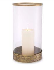 Hurricane Lausanne L Vintage Brass Finish 22,5cm h:41,5 cm - Pirinç Cam Mumluk