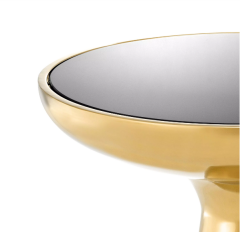 Lindos Parlak Gold Yan Sehpa Alçak h:60 cm çap:50 cm | Yan Sehpa