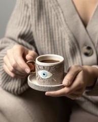 İkili Set Evil Eye | El Yapımı Kahve Fincanı