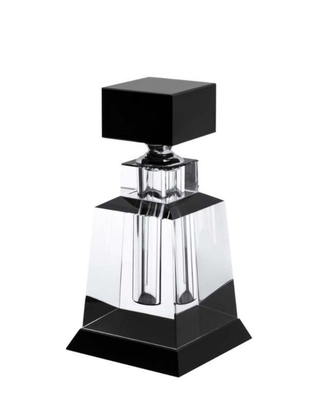 Perfume Bottle Bever Lei Clear-Black  7x7x16 cm | Kristal Şişe - Esanslık