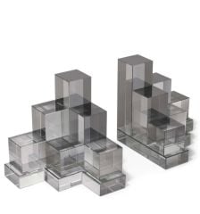 Bookend Steps Grey Set of 2 13x13x4 cm | Kristal Kitap Tutucu