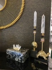 Box lixus marble Sqs black 12x12x19 cm | Dekoratif Kutu