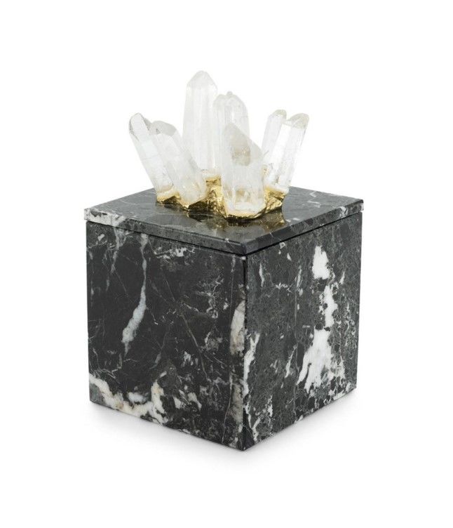 Box lixus marble Sqs black 12x12x19 cm | Dekoratif Kutu