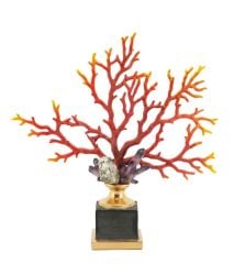 Coral Fan On Base Red 47x12x48 cm | Dekoratif Obje