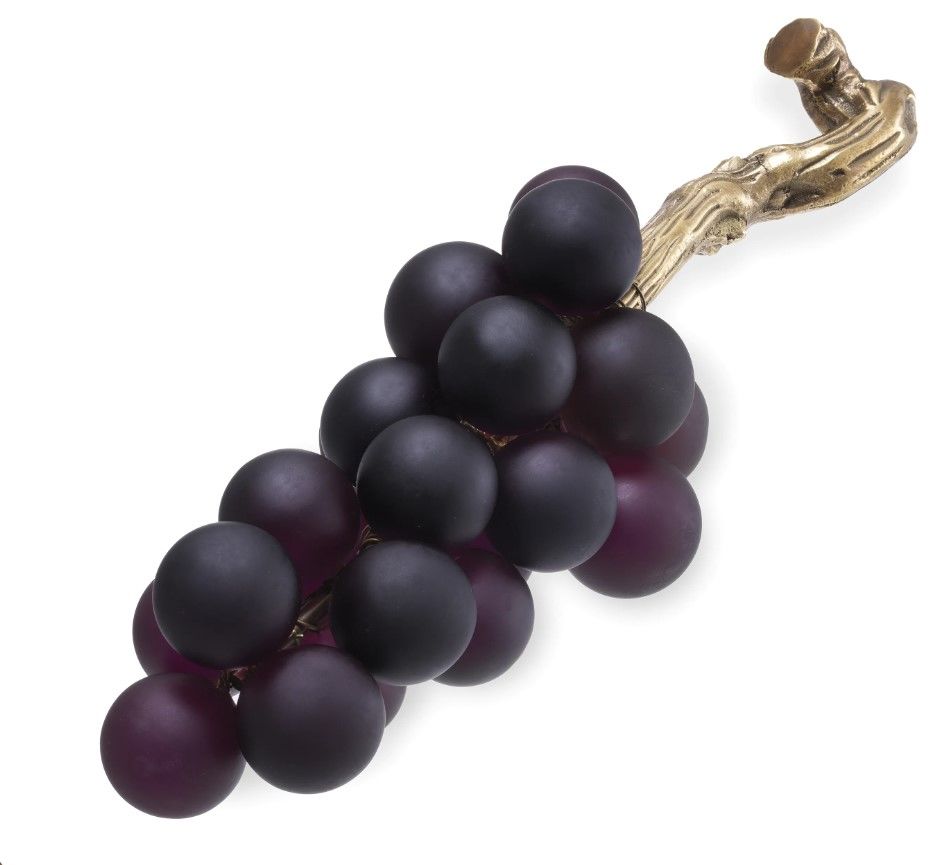 Object French Grapes purple vintage brass finish 20x50 cm | Kristal Pirinç Üzüm Obje Mor