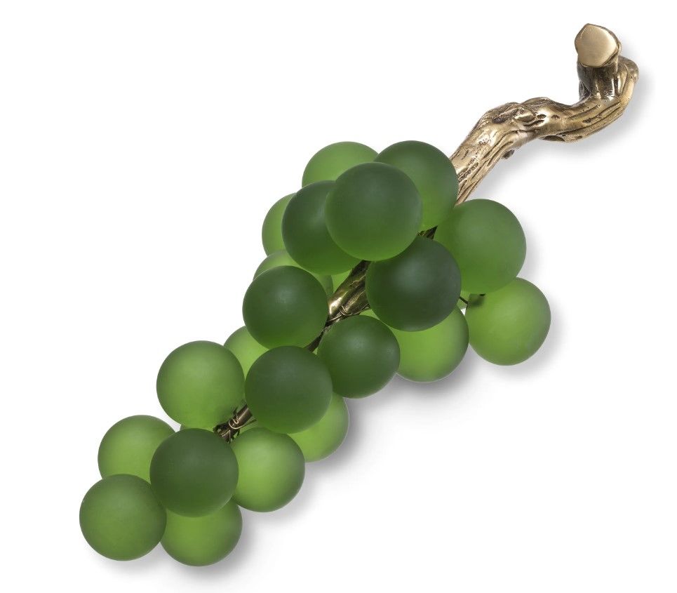 Object French Grapes green vintage brass finish 20x50 cm | Kristal Pirinç Üzüm Obje Yeşil