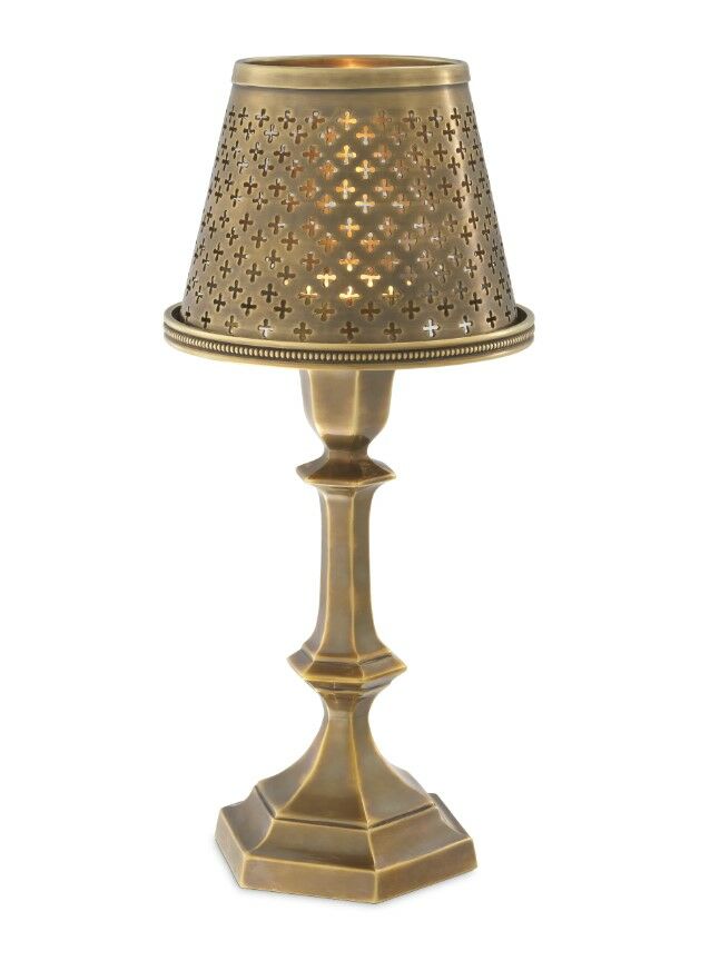 Tealight Holder with shade Maillon Vintage Brass 16x36 cm | Pirinç Şamdan - Tealight