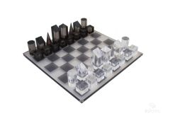 Chess Set Plexıglass / Grey 30x30 cm | Satranç Takımı