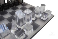 Chess Set Plexıglass / Grey 30x30 cm | Satranç Takımı