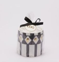 Candle Ceramic Black White D:10 cm H:9,5 cm | Kokulu Mum