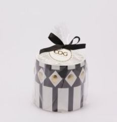 Candle Ceramic Black White D:10 cm H:9,5 cm | Kokulu Mum
