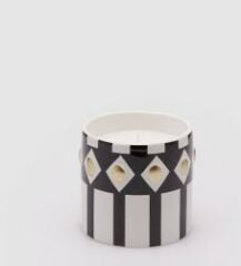 Candle Ceramic Black White D:10 cm H:9,5 cm | Kokulu Mum