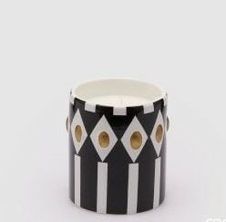 Candle Ceramic Black White D:10 cm H:12 cm | Kokulu Mum