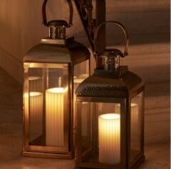 Lantern Inox gold h:60 cm | Fener Mumluk