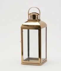 Lantern Inox gold h:60 cm | Fener Mumluk