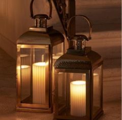 Lantern Inox gold h:47 cm | Fener Mumluk