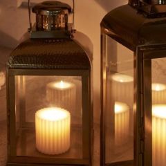 Lantern Inox gold h:47 cm | Fener Mumluk