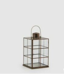 Lantern Ingles Bronze 21x21x37 cm | Fener Mumluk