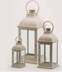 Lantern Metal Cream Set of 3 | 56x24cm - 40x17cm - 27x11cm | Fener Mumluk