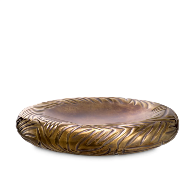 Bowl Sandrini Vintage Brass Finish d:30 cm h:5 cm | Pirinç Dekoratif Obje