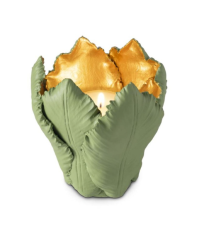 Candleholder Tulip Green Gold 10x11 cm | Tealight - Şamdan