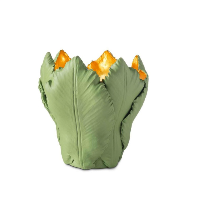 Candleholder Tulip Green Gold 10x11 cm | Tealight - Şamdan
