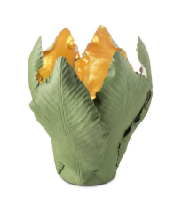 Candleholder Tulip Green Gold 19x14 cm | Tealight - Şamdan