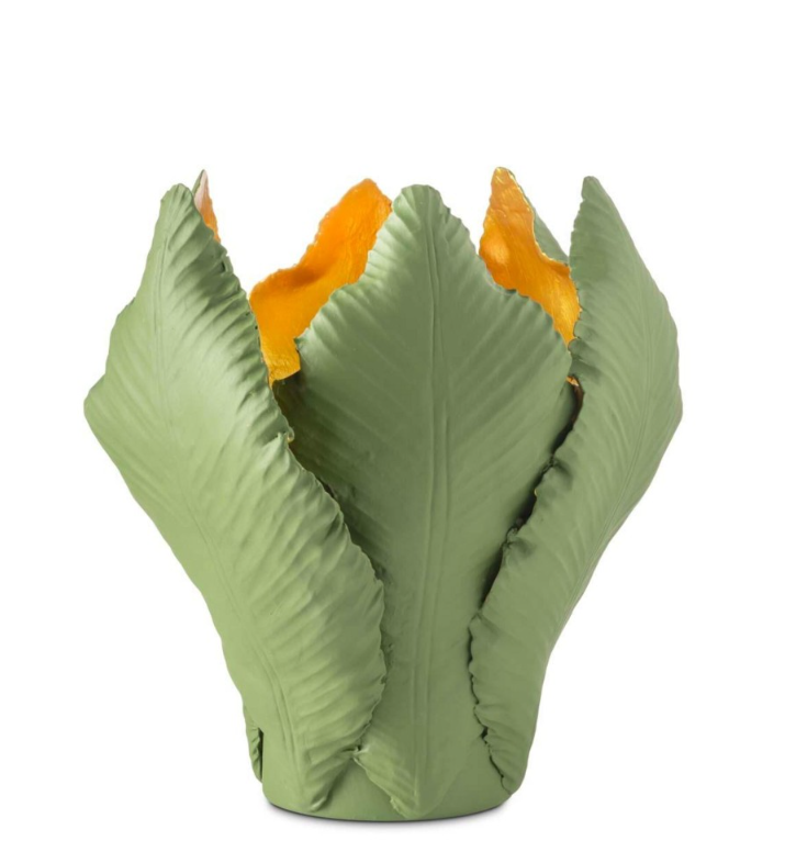 Candleholder Tulip Green Gold 19x14 cm | Tealight - Şamdan