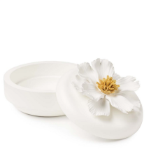 Flat Bow Peony White Gold 15x10 cm | Dekoratif Kutu
