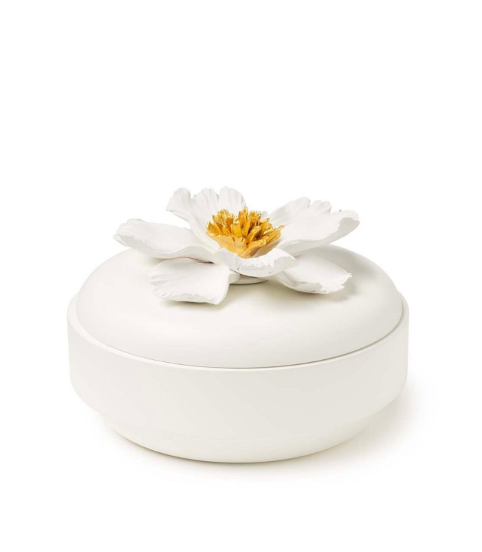Flat Bow Peony White Gold 15x10 cm | Dekoratif Kutu