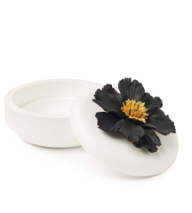 Flat Bow Peony White-Black Gold 15x10 cm | Dekoratif Kutu