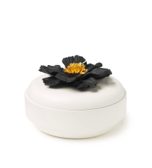 Flat Bow Peony White-Black Gold 15x10 cm | Dekoratif Kutu