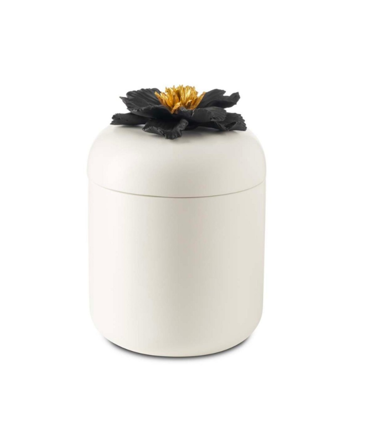 Flat Bow Peony White-Black Gold L 11x16 cm | Dekoratif Kutu