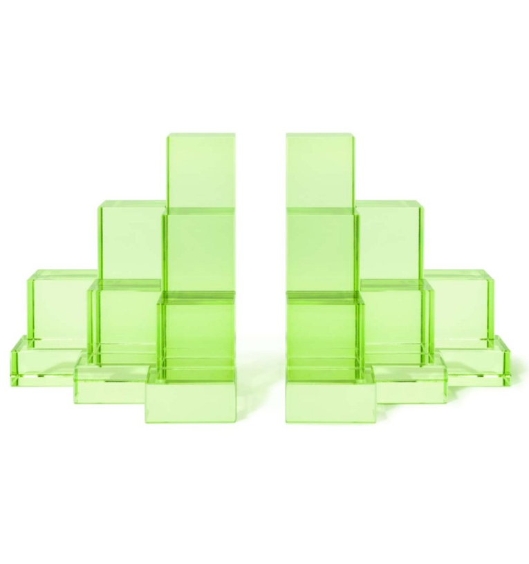 Mookend Steps Green Set of 2 13x13x4 cm | Kristal Kitap Tutucu