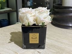 Kare Gold Siyah Vazo Ekru Pembe Dört Güllü | Oda Kokusu
