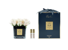 Kare Gold Siyah Vazo Ekru Pembe Dokuz Güllü | Oda Kokusu
