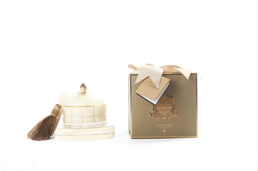 Krem rengi vizon püsküllü art deco mum S - Kokulu mum